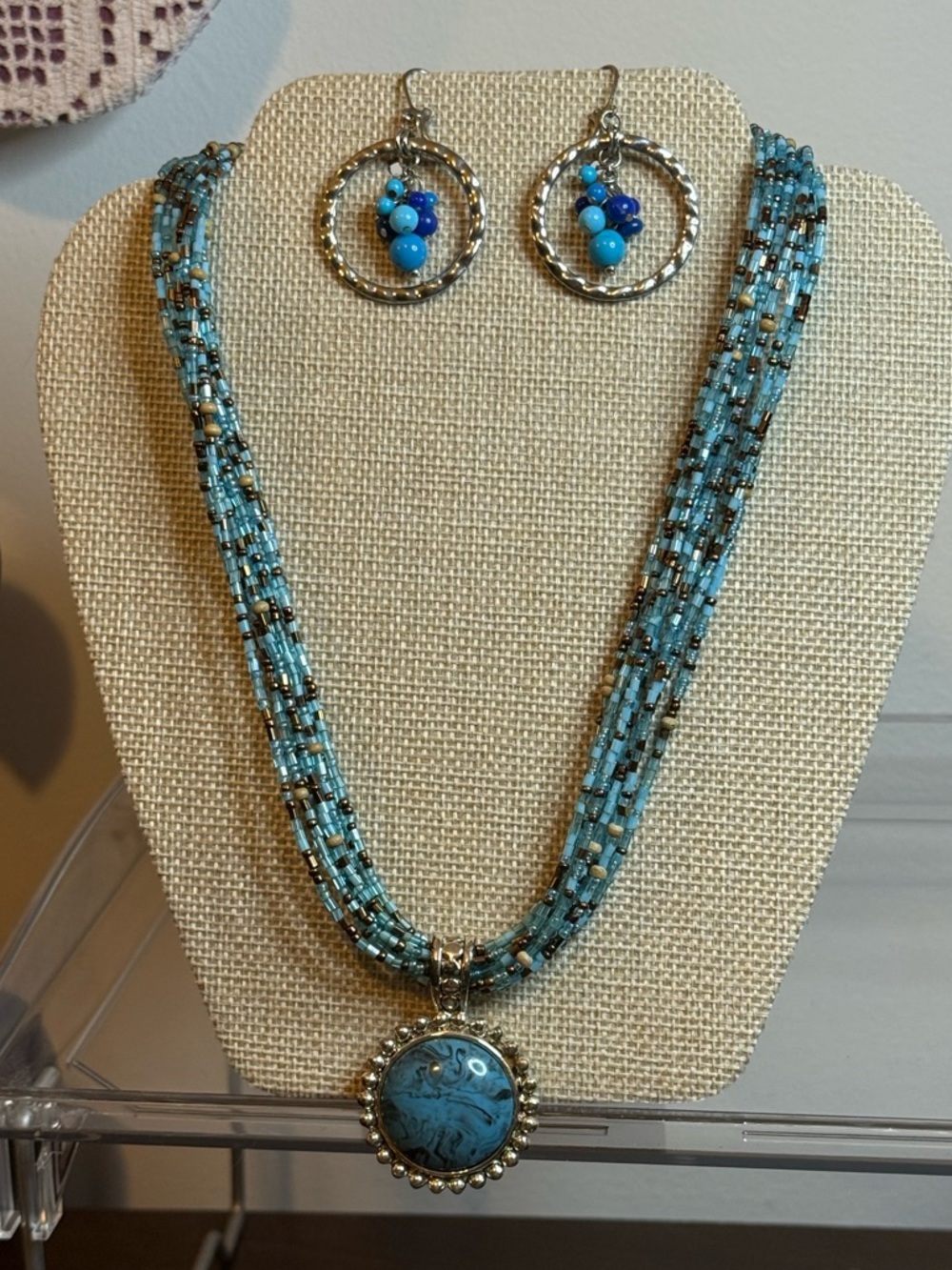Vintage/Antique Beaded Multi-Strand Necklace and Earring Set